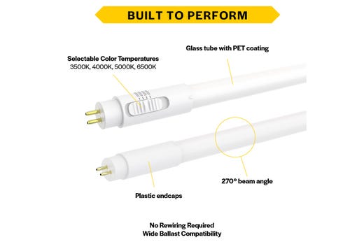 LED T5 48in 24W Type A (Direct) CCT Selectable 35K-40K-50K-65K 3200L 50K Hrs Miniature Bi-Pin (G5), Non-Dimmable 120-277V