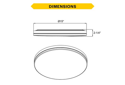 Flush Mount Brushed Nickel Trim Slim Drum 15" Selectable CCT 27/30/35/40/50K 25W 1900LM 120V TRIAC Dimming White Plastic Lens with Microwave Motion Sensor