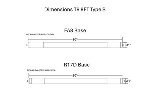 T8 Type B (Bypass) Linear Tube - 8FT