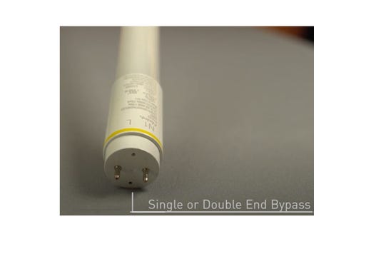 LED T8 Linear Tube 12.5W 48in 6500K Type B Double-Single Ended Bypass 110-277V 1700 Lumen 50000 hrs Medium Bi-Pin (G13) Base 83 CRI