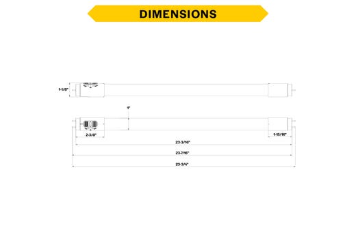 LED T8 Hybrid Linear Tube 24in 8W Color Selectable 30K-35K-40K-50K-65K Type A-B DuoConnect 120-277V 1040 Lumens 50000 hours Medium Bi-Pin (G13) Base PET Coated Glass 83 CRI