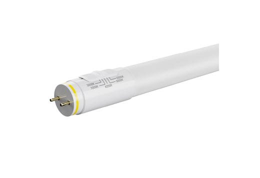 LED T8 Hybrid Linear Tube 36in 12W Color Selectable 30K-35K-40K-50K-65K Type A-B DuoConnect 120-277V 1560 Lumens 50000 hours Medium Bi-Pin (G13) Base PET Coated Glass 83 CRI