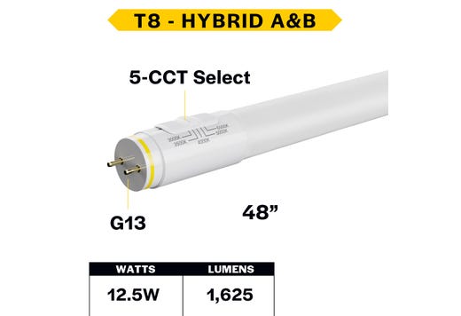 LED T8 Hybrid Linear Tube 48in 12.5W Color Selectable product image