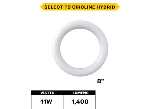 LED Circline 8in T9 11W Hybrid Type A/B 35K-40K-50K-65K CCT lighting product image