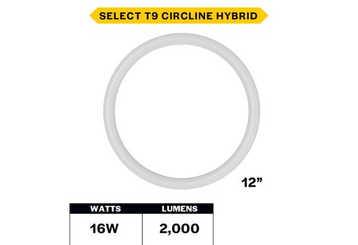 LED Circline 12in T9 16W Hybrid Type A/B 35K-40K-50K-65K CCT