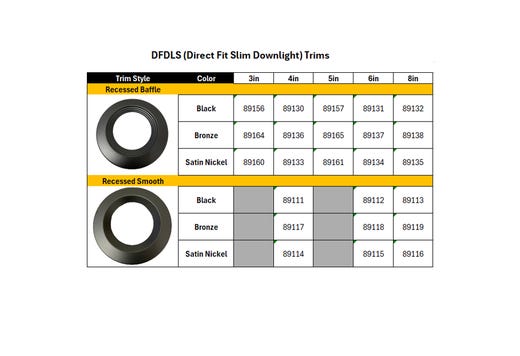 LED Select Slim Downlight 5in 10W Baffle Trim 826-865lm Color Selectable
