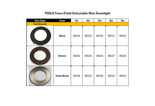 LED Select Slim Downlight 5in 10W Smooth Trim 2700K-5000K Color Selectable 863-907lm Dimmable JA-8