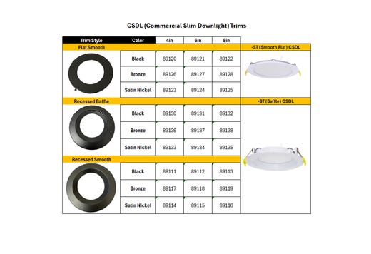 Commercial Slim Downlight 4in 13W Lumen Select 660-820-1075lm 2700-5000K Color Selectable Smooth Trim 120-277V Dimmable TRIAC-ELV & 0-10V