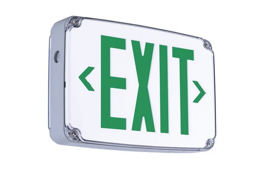 Emergence LED Wet Cold Location Exit Sign Green Legend Universal