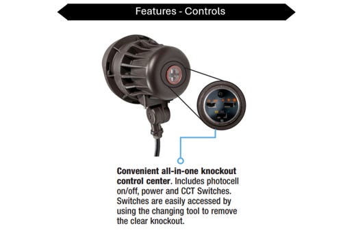 Topaz Bullet Flood Power (10.5-30W 1400-4200lm) & CCT (3-4-5K) Selectable Bronze with Knuckle-Mount & Ground Stake Beam Angle Lens Adjustable 15-25-40deg and PC 4200lm