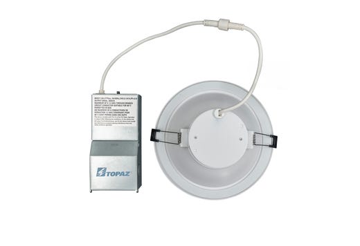 Topaz Commercial Canless Downlight 6in Power & 5-CCT Select (12-16-24W to 2000lm) Remote Driver Smooth Trim 90CRI Dimmable Spring Clips