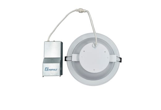 Topaz Commercial Canless Downlight 8in Power & 5-CCT Select (16-22-30W to 2500lm) Remote Driver Smooth Trim 90CRI Dimmable Spring Clips