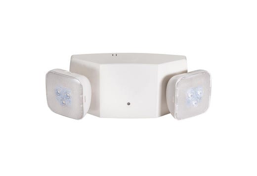 Topaz LED White Emergency Unit Adjustable 2-Head Square Lights with 90-min Battery Backup Thermoplastic