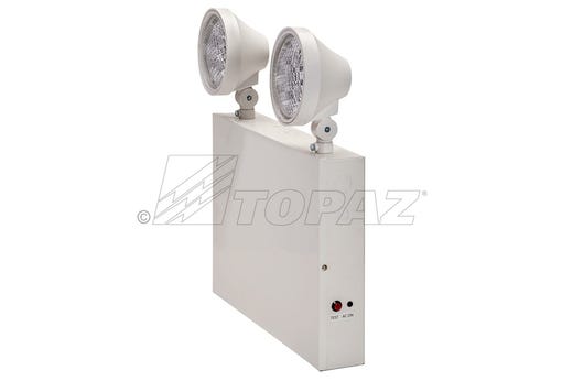 Topaz LED White Steel Emergency Unit NYC Approved Adjustable 2-Head with 90-min Battery Backup