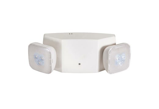 Topaz LED White Emergency Unit Adjustable 2-Head Square Lights with 90-min Battery Backup Thermoplastic with Remote Capacity