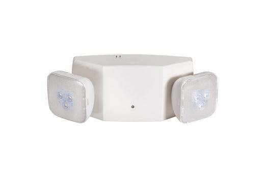 Topaz LED White Emergency Unit Adjustable 2-Head Square Lights with 90-min Battery Backup Thermoplastic with Self Test