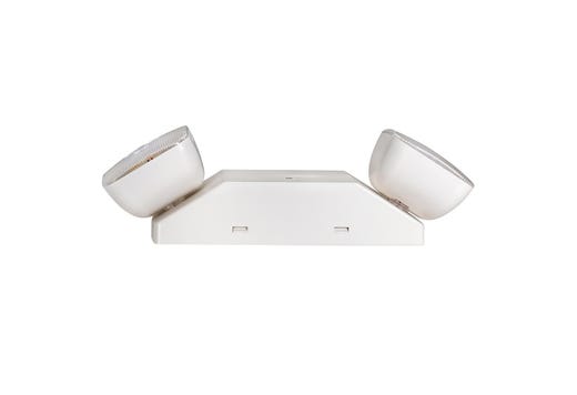 Topaz LED White Emergency Unit Adjustable 2-Head Square Lights with 90-min Battery Backup Thermoplastic with Self Test