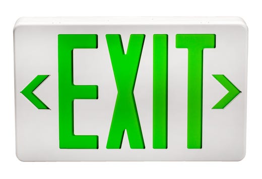 White LED Exit Sign with Green Legend 90-min Battery Backup LED product