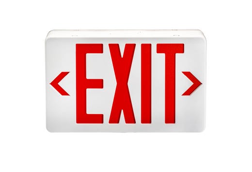 White LED Exit Sign with Red Legend 90-min Battery Backup Single product image