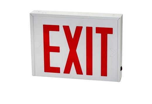 LED White Steel Exit with Red Legend NYC Approved 90-min EM lighting product image
