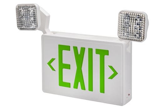 White LED Exit-EM Combo Green Legend 90-min Battery Backup 2