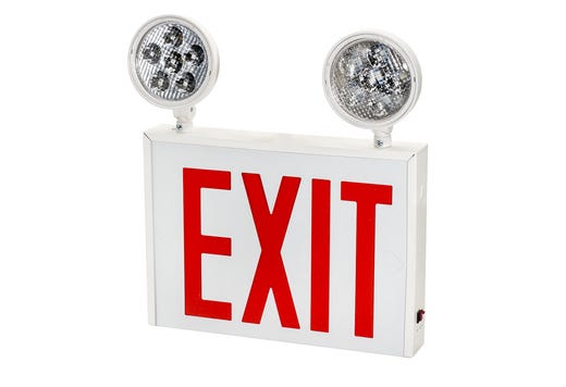 LED White Steel Exit Emergency Combo NYC Approved Red Legend LED product