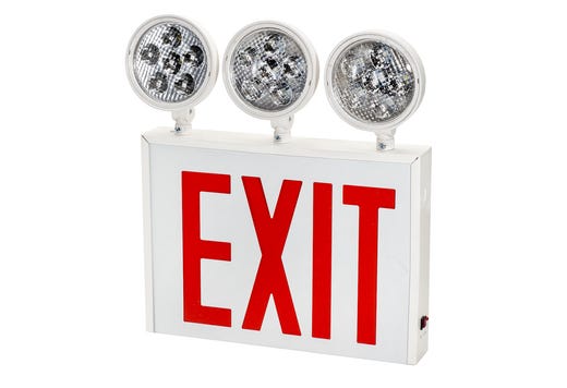 LED White Steel Exit Emergency Combo NYC Approved Red Legend product image