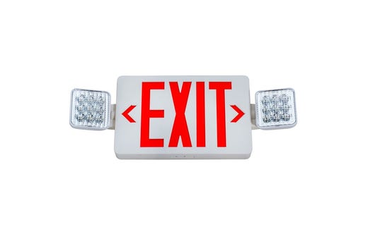 White LED Exit-EM Combo Red Legend with Remot Capacity and 90-min LED product