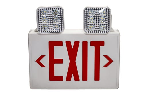 White LED Exit-EM Combo Red Legend 90-min Battery Backup 2 Track lighting product image