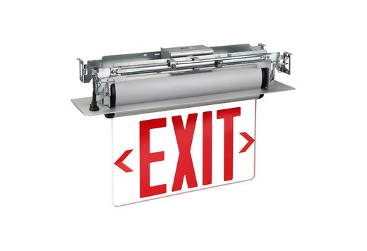 LED Mirrored Edgelit Exit Red Legend Aluminum Housing Double Face