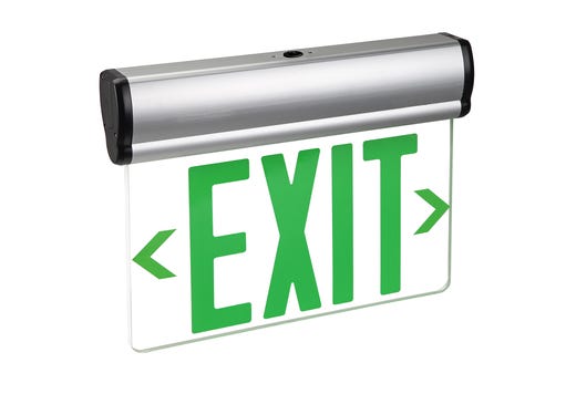 LED Edgelit Exit Clear Green Legend Single Face Aluminum Housing product image