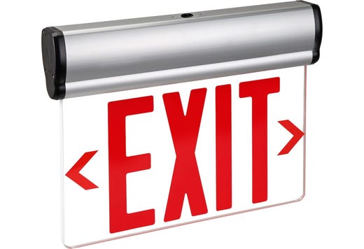 LED Edgelit Exit Clear Red Legend Single Face Aluminum Housing