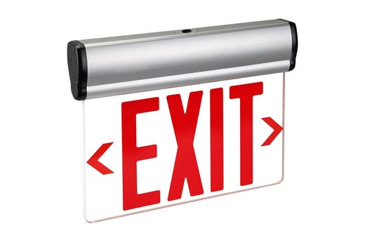 LED Clear Edgelit Exit Red Legend Aluminum Housing Single Face lighting product image