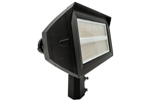 Topaz Flood HV Power 120-150-200W & 3-4-5K CCT Select to 30000lm Bronze Slipfitter and Yoke Mount Included PC & 3-pin Recept Included Dimmable 277-480V