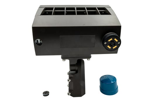 Topaz Flood HV Power 200-240-290W & 3-4-5K CCT Select to 43500lm Bronze Slipfitter and Yoke Mount Included PC & 3-pin Recept Included Dimmable 277-480V
