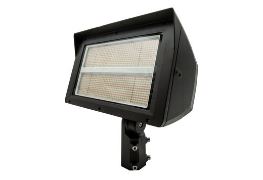 Topaz Flood HV Power 200-240-290W & 3-4-5K CCT Select to 43500lm Bronze Slipfitter and Yoke Mount Included PC & 3-pin Recept Included Dimmable 277-480V