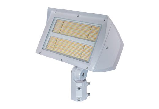 Topaz Flood Power 200-240-290W & 3-4-5K CCT Select to 43500lm White Slipfitter and Yoke Mount Included PC & 3-pin Recept Included Dimmable 120-277V