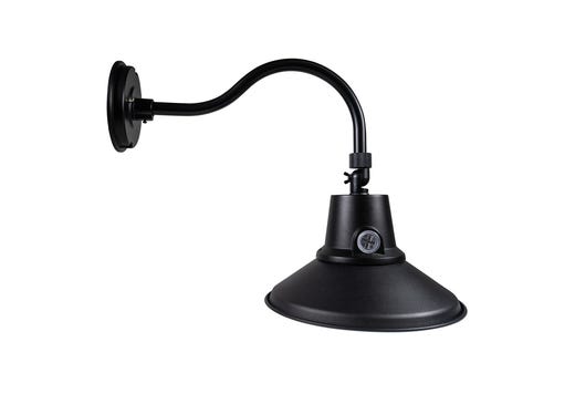 Topaz Outdoor LED Gooseneck Full-Cutoff Wall Mounted Light Matte Black Power & CCT Select 15-20-25W 27-50K), Photocell On/Off Mount Height to 15ft Dimmable 3294lm