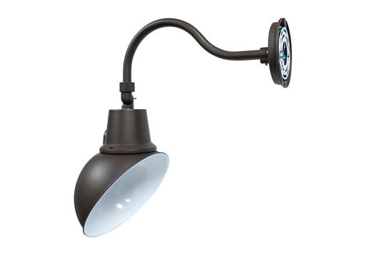 Topaz Outdoor LED Gooseneck Full-Cutoff Wall Mounted Light Matte Bronze Power & CCT Select 15-20-25W 27-50K), Photocell On/Off Mount Height to 15ft Dimmable 3294l