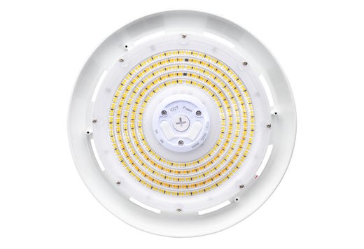 Topaz Round White Highbay Power & Color Select 100-120-150W 4-5K to 22,900lm 120-277V 90Deg Beam Angle