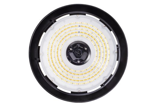 Topaz Round Black Highbay Power & Color Select 150-180-200W 4-5K to 30,500lm 120-277V 90Deg Beam Angle
