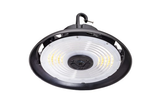 Topaz Round Black Highbay Power & Color Select 150-180-200W 4-5K to 30,500lm 120-277V 90Deg Beam Angle