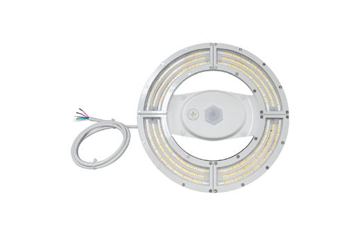 LED Round Wash Down High Bay Lumen Select (15650-23750-31400lm, 100/150/200W) CCT Select (4K-5K) Control Ready Univ 120-277V NSF IP69 White Housing Gen-2