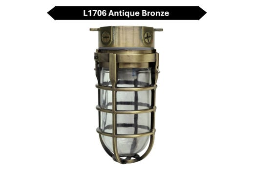 Outdoor Ceiling Mount Incandescent or LED Ready Vaportight - Antique Brass