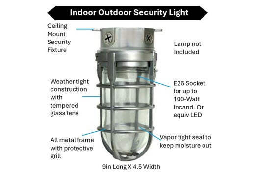 Topaz Outdoor Ceiling Mount Incandescent or LED Ready Vaportight Industrial Jelly Jar with E26 Socket for up to a 100W Incand or Equiv LED Bulb (not included) Die Cast Aluminum Brushed Steel Finish