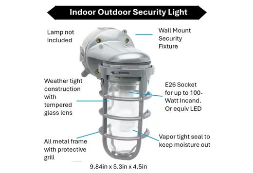 Topaz Outdoor Wall Mount Incandescent or LED Ready Vaportight Industrial Jelly Jar with E26 Socket for up to a 100W Incand or Equiv LED Bulb (not included) Die Cast Aluminum Gray Finish