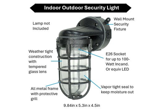 Topaz Outdoor Wall Mount Incandescent or LED Ready Vaportight Industrial Jelly Jar with E26 Socket for up to a 100W Incand or Equiv LED Bulb (not included) Die Cast Aluminum Hammered Black Finish
