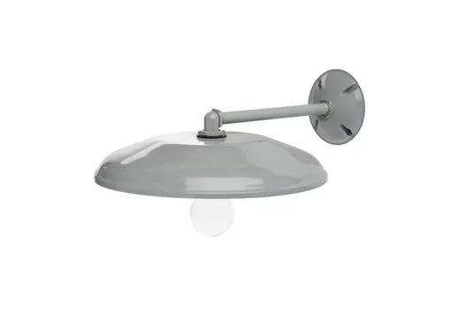 Topaz Indoor-Outdoor Lamp Ready Farmhouse Metal Fixture Wall Mount 12in Bowl Reflector Gray E26 Socket for up to 100W Incand or LED (not included) with Arm and Wall Plate