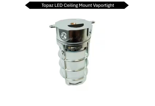LED Vaportight Ceiling Mount Fixture 15W 4K 120V Brushed Steel lighting product image