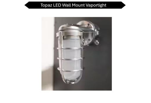 LED Vaportight Ceiling Wall Fixture 15W 4K 120V Brushed Steel